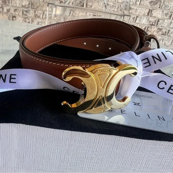 Celine Triomphe Medium Calfskin Leather Belt 85 - Picture 4 of 16